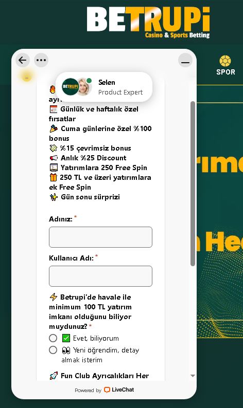 Betrupi canlı destek hattı